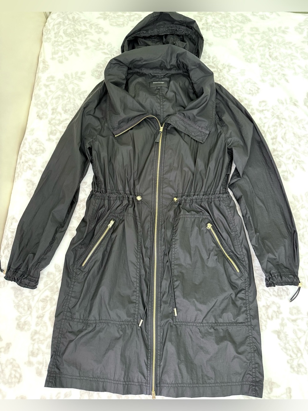 Mackage Ellia Anorak Coat Parka Packable Black Windbreaker Hidden Hood - Picture 5 of 15